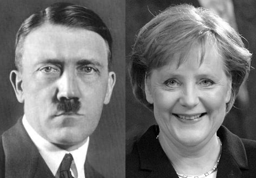 Hitler Links , Frau Merkel rechts 
